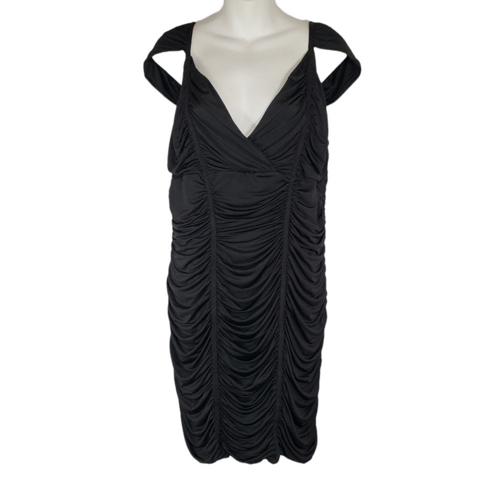 Baby Phat Vintage Cap Sleeve Rouched Bodycon Pin Up Dress Black Size 1X